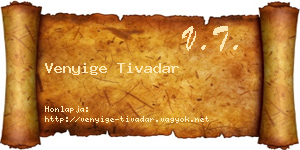 Venyige Tivadar névjegykártya